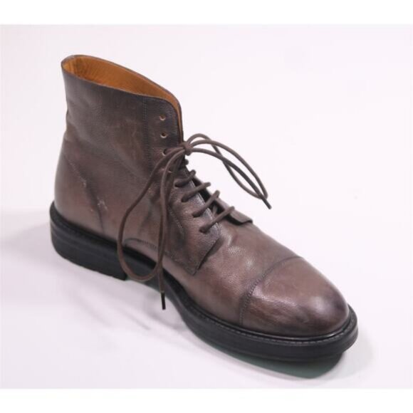 Magnanni Brown Pebble Gray Captoe Ankle Boots - Picture 6 of 7